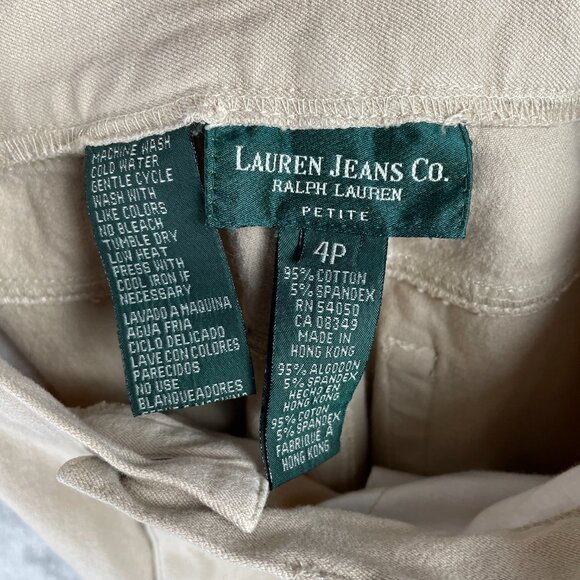 Lauren Jeans Co Ralph Lauren Khaki Pants Women’s 4P Petite Light Tan Stretch - Picture 3 of 8